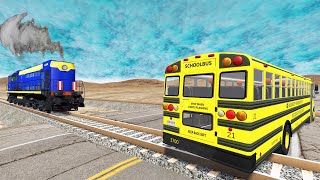 Tractor Rescue Cars - Bus Speed Bumps vs - Rails - BeamNG.Drive