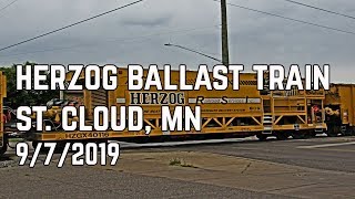St  Cloud, MN  - BNSF Herzog Ballast Train   4K