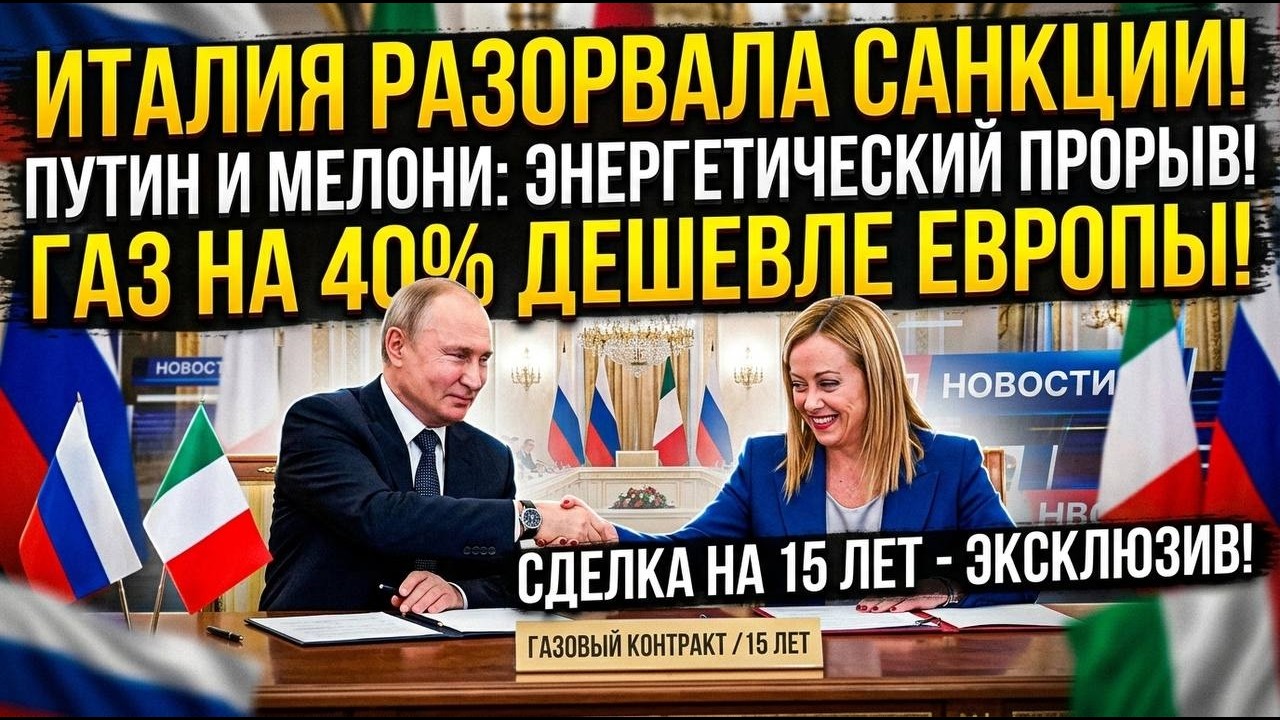 ИТАЛИЯ РАЗОРВАЛА САНКЦИИ! Путин заключил сделку на 15 лет — Рим получил газ на 40% дешевле Европы