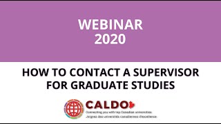 How to contact a supervisor for Graduate Studies