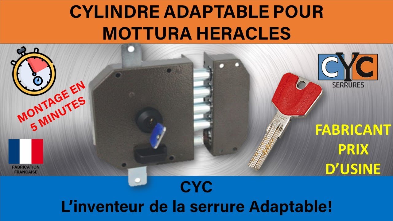 TUTO :clé HERACLES serrure changer remplacer par un cylindre adaptable à clé CYC sécurisé débrayable