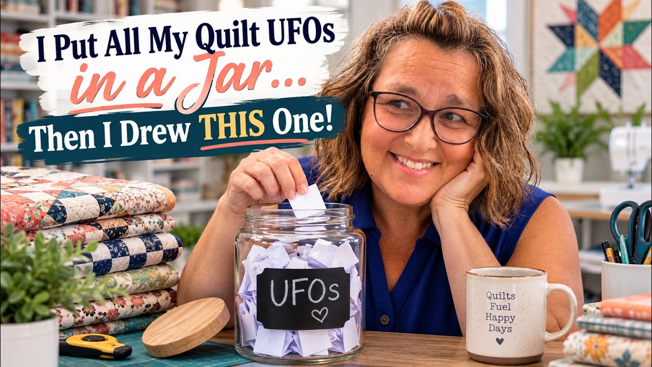 Do you have a pile of unfinished quilt projects that you keep promising yourself you’ll get back to… someday?

So do I. 

Instead of staring at my UFOs and trying to decide which one deserves my attention next, I decided to take the decision completely out of my hands.

I wrote down every unfinished quilt project I could find, put them all into a jar, and drew ONE.

The rule? Whatever came out of the UFO Jar had to be pulled out, looked at honestly, and either finished, reworked, or officially reconsidered.

And naturally… I didn’t draw an easy one.

I drew a set of antique embroidered quilt blocks covered with names — blocks I’ve had for years and knew almost nothing about.

What started as a simple “let’s deal with our UFOs” experiment suddenly became something much more interesting.

In this video, I’m taking you through my UFO Jar idea, showing you some of the unfinished projects hiding in my sewing room, and pulling out the project that the jar chose for me.

And let’s just say… these antique blocks have a story.

We’re not diving into that story quite yet — but we will. 😉

If your sewing room is full of unfinished quilts, forgotten projects, abandoned ideas, and things you’re not even sure you WANT to finish anymore, come join me. Maybe we can take a little of the guilt out of our UFO piles and start looking at them differently.

YOUR TURN:
If you put all of your UFOs into a jar today, which project would you be secretly hoping NOT to draw?

And would you actually agree to work on whatever came out? 😂

Subscribe and follow along — because the antique name blocks that came out of this jar sent me down a rabbit hole I never expected.

#quilting #quiltUFO #unfinishedquilts #quiltingprojects #scrapquilting #antiquequilt #quiltingmotivation #CabinQuilters