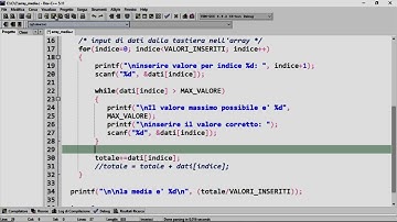 Linguaggio C - Un esercizio con gli array, calcolo della media dei valori