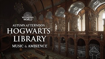 Autumn Afternoon at the Hogwarts Library🍁 | Peaceful Harry Potter Music & Ambience | 5 Hours
