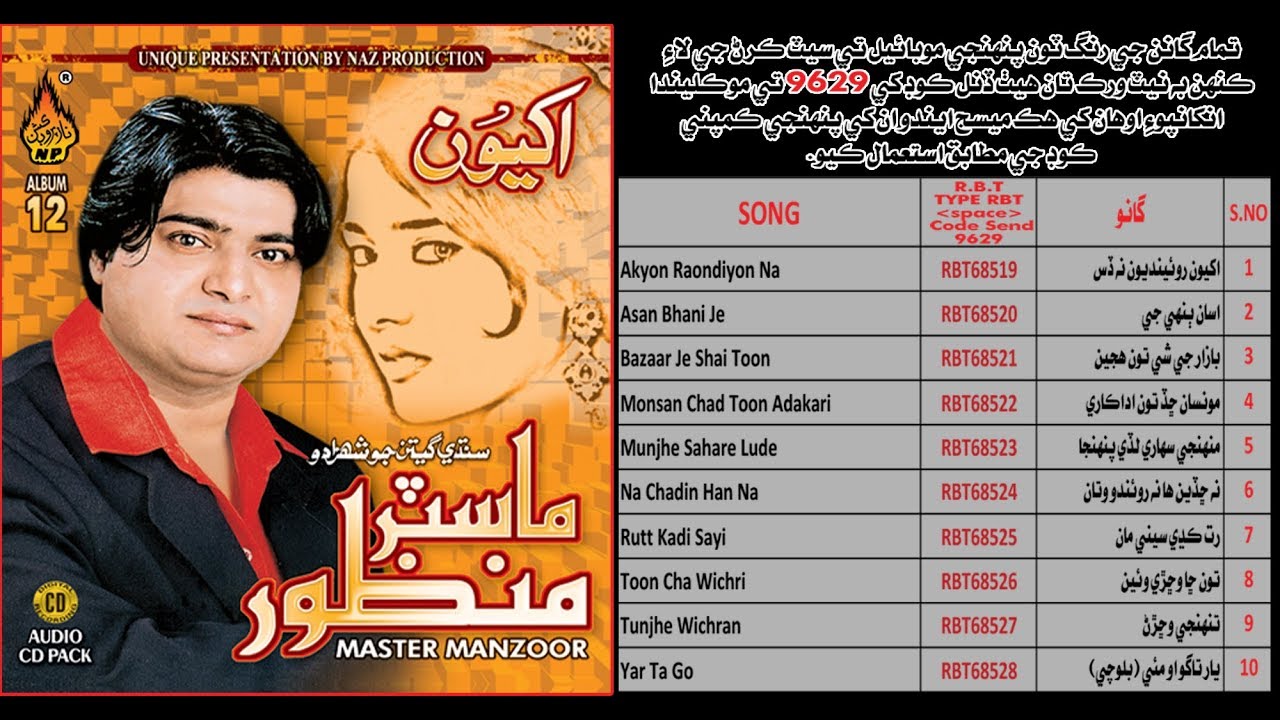 Master Manzoor  Album 12  Title Akhiyon  Full Audio Album  Naz Production
