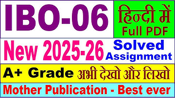 IBO 06 solved assignment 2025-26 in Hindi || ibo 06 solved assignment 2026 || ignou ibo6