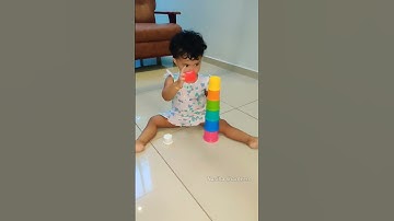 Baby stacking colour cups perfectly 👌🏻 #shorts #babyvideos #learning #colours #toys
