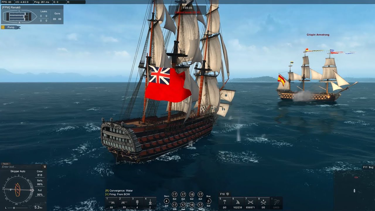 Two Largest First Rate Ships-of-the-Line, Santisima Trinidad Vs. L'Ocean, Naval Action Gameplay