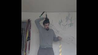 triple nunchaku slow motion combo.. 3 section shoulder overpass vs shoulder and hip bounce..