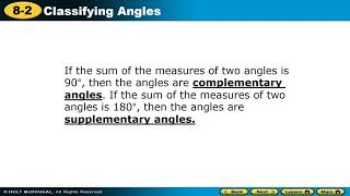 M7 Lesson 8-2: Classifying and Measuring Angles