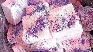 Fresh gym chalk blocks with holi powder 🩷💜 #freshgymchalk #asmrsounds #crunchyasmr #dusty