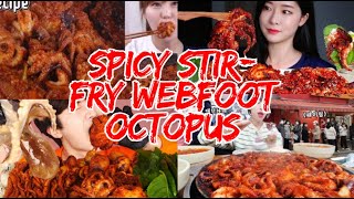 KOREAN MUKBANGER VS VERY SPICY STIR-FRY WEBFOOT OCTOPUS | MUKBANG COMPILATION #asmrsounds #mukbang