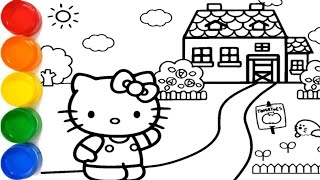 Hello Kitty and house and garden Drawing, painting, and coloring for kids & toddler @colourfulkids1