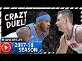 Carmelo Anthony vs  Kristaps Porzingis 1st Duel Highlights (2017.10.19) Knicks vs Thunder - MUST SEE