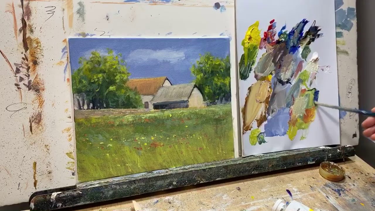 Country Landscape in Acrylics, paint with me!! YouTube