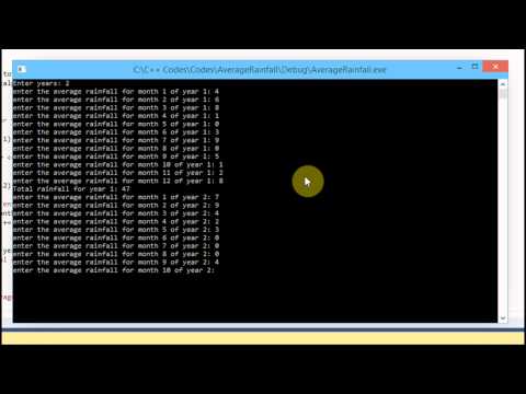 Average Rainfall Calculator C++ Code (Visual Studio)