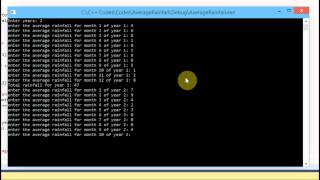 Average Rainfall Calculator C++ Code (Visual Studio)