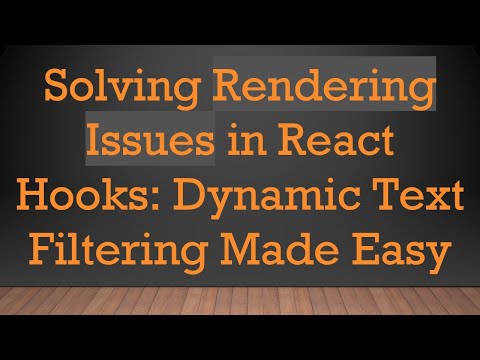 Solving Rendering Issues