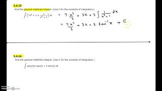 Practice Exam 4 - Ch 5 - 5.4.12 & 16 (finding general indefinite integral)