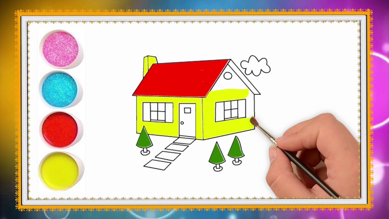 Belajar menggambar dan mewarnai rumah sederhana dan mudah 