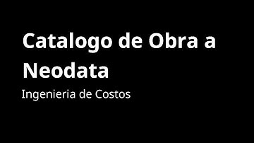 CATALOGO EXCEL A NEODATA/TAGG ARCHITECTURE