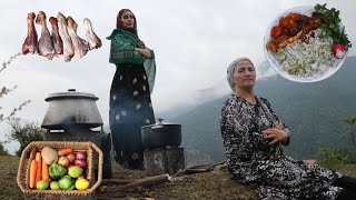 видео: Тушеная рулька из баранины с пловом из бобовых на высотах деревенских гор картинка: Тушеная рулька из баранины с пловом из бобовых на высотах деревенских гор