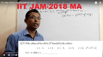 IIT JAM 2018 Q.54 Maths solution | VOLUME OF SOLID IN HINDI