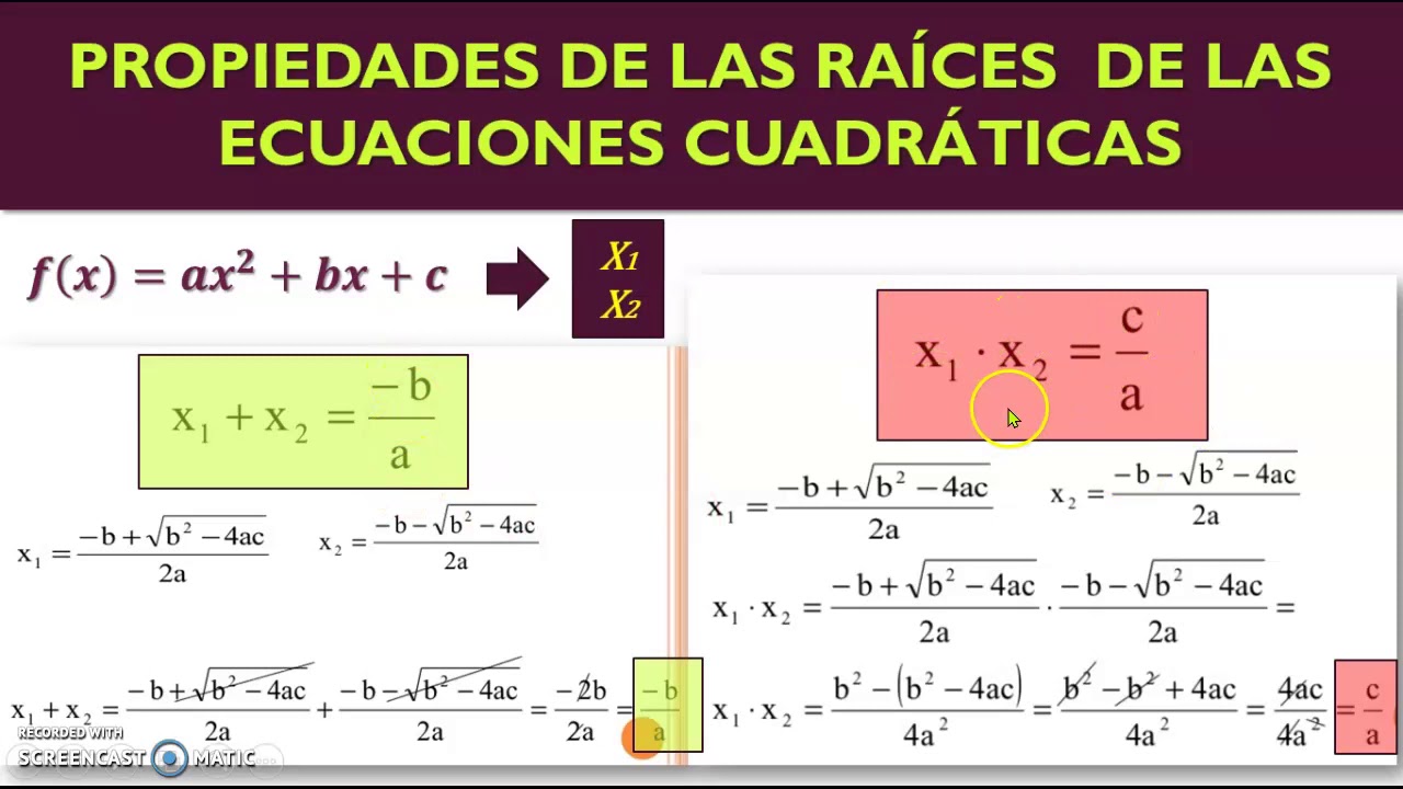 Clase PROPIEDADES DE RAICES DE ECUACIONES CUADRÁTICAS - YouTube