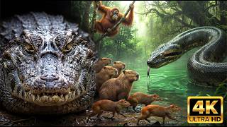 Wild Amazon : Survival of the Giants | Black Caiman, Capybara, &amp; Anaconda - 4K Ultra HD