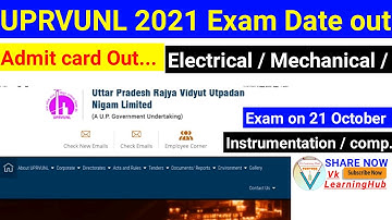 UPRVUNL JE 2021 Exam date out | Check for Admit card | UPRVUNL EE, ME, CE | Official update