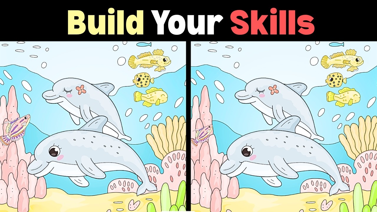 Ocean Animals Spot the Difference Underwater Brain Challenge