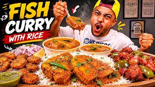EATING SPICY FISH CURRY WITH RICE, CRISPY FISH FRY, JUICY MUTTON KEBAB, CHILLI CHICKEN | MUKBANG
