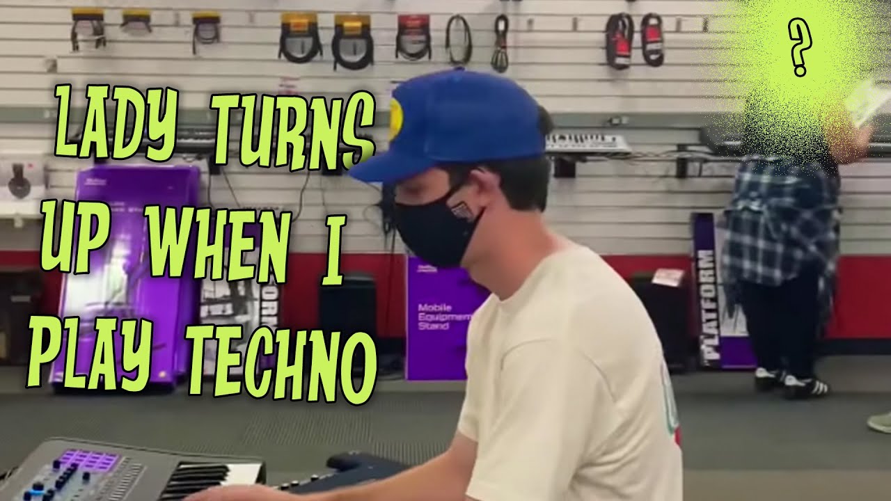 Random lady turns up when i start playing techno