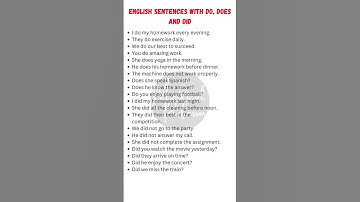 Do, Does, & Did Sentences | Learn English Grammar with Examples!