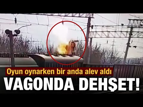 Rusya'da deh-şet! Vagonların üstünde oynayan çocuk elektrik akımına kapıldı...