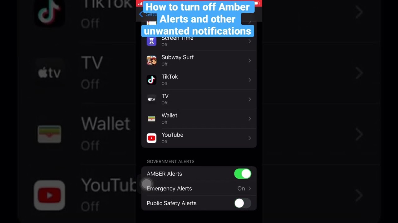 How to get rid of Amber Alerts and other unwanted Notifications 
