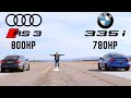 DRAG RACE! 780HP BMW 335xi vs 800HP Audi RS3