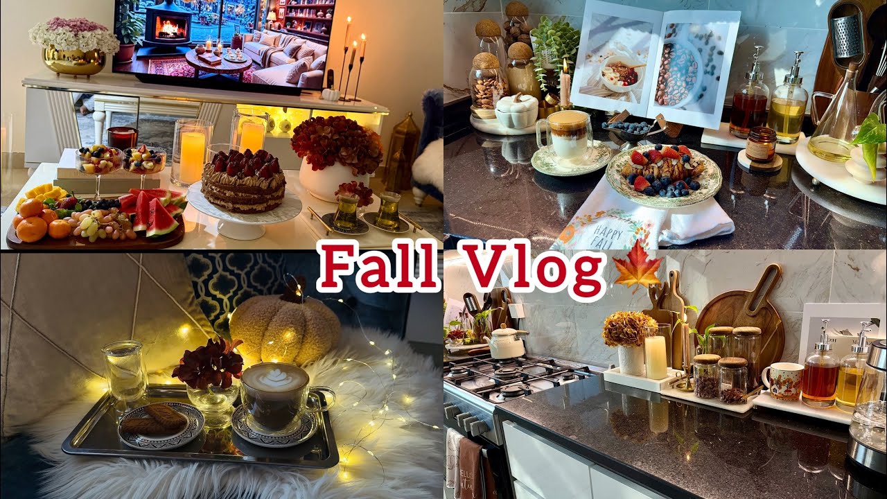 اجواء خريفية هادئة ودافئة في بيتي🍂 فطور خريفي وكعكة لذيذة وتمشية مريحة
