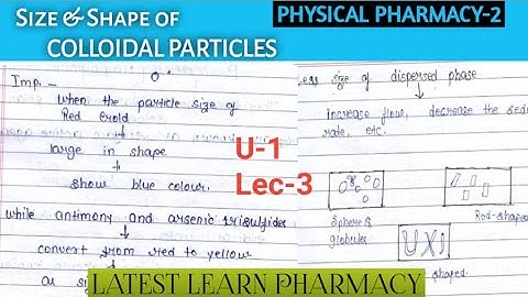 Shape and Size of Colloidal Particles ||Colloidal Dispersion||Physical Pharmaceutics -2 ||U-1 Lec-3