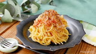 【トマトとツナのパスタ】レンジで完結！フレッシュトマトで作る♪レンジで完成｜macaroni（マカロニ）
