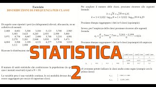 STATISTICA Esercizi - 2 Distribuzioni di frequenza per classi