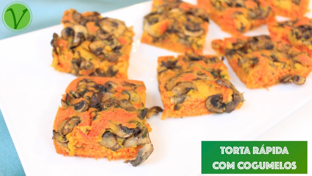 TORTA RÁPIDA E FÁCIL COM COGUMELOS (SEM GLÚTEN & VEGANO) #635 | Receitas da Mussinha