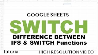 SWITCH Function (Multiple IF conditions, IFS function) - Google Sheets - similar in Excel