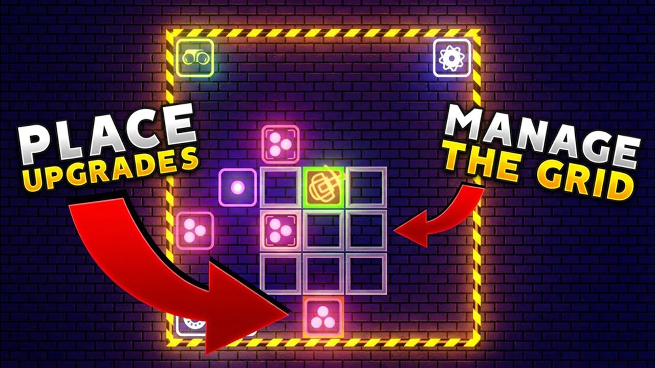 This tower defense game makes you manage your upgrade placement (Neon Ascending)