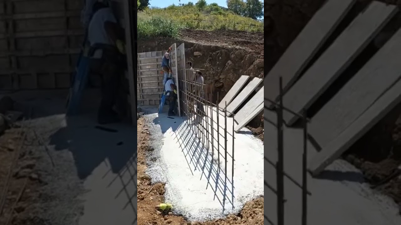 forming poured concrete retaining wall #concrete #short #concretewall #retainingwall