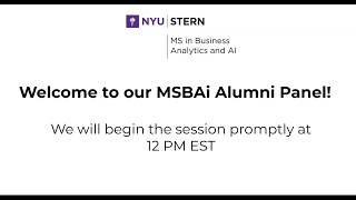 NYU Stern MSBAi Alumni Panel: Career Path Stories (October 15, 2026)