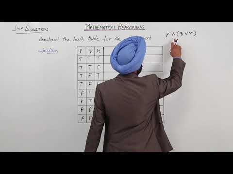 ICSE CLASS 11 l MATH l MATHEMATICAL REASONING l Construction of Truth Table statements l L19
