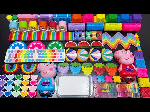 PEPPA PIG SLIME ! Mixing MAKEUP & CLAY into GLOSSY Slime !!!