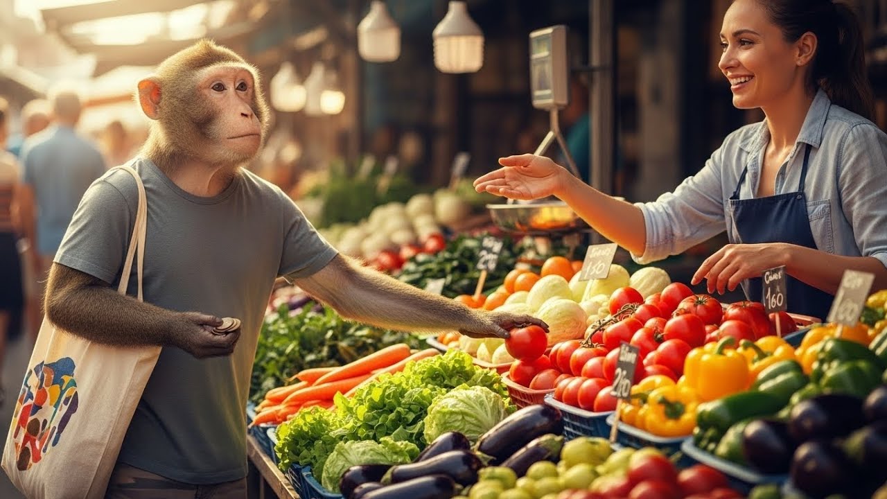 Monkey buy the vegetable 🐒 