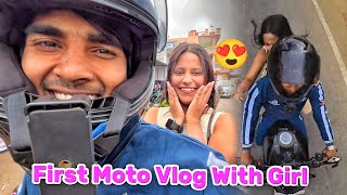 My First Moto Vlog With Girl Girl Reaction On My Bike Mt 15 